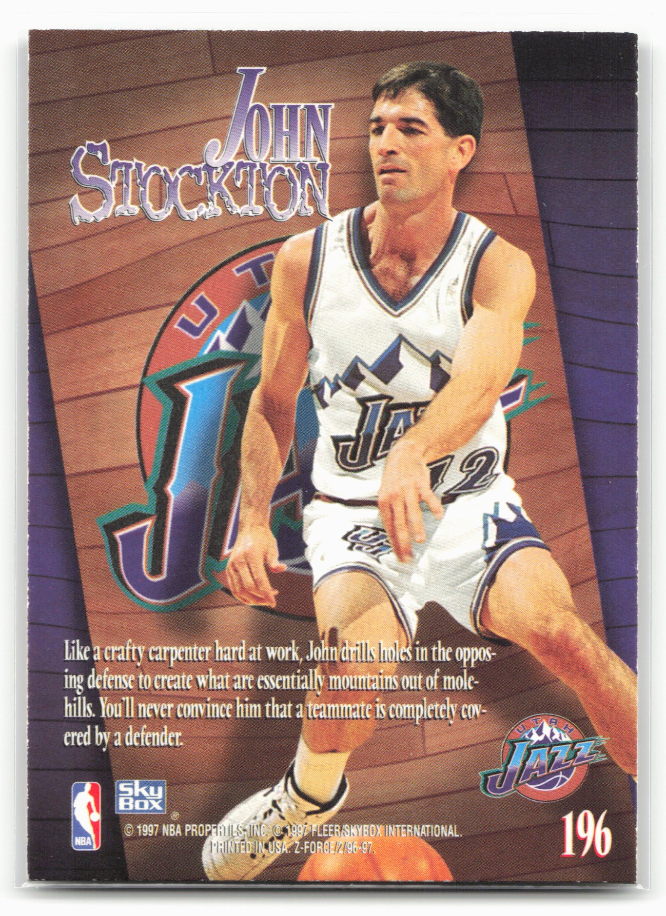 1996-97 SkyBox Z-Force #196 John Stockton 24747