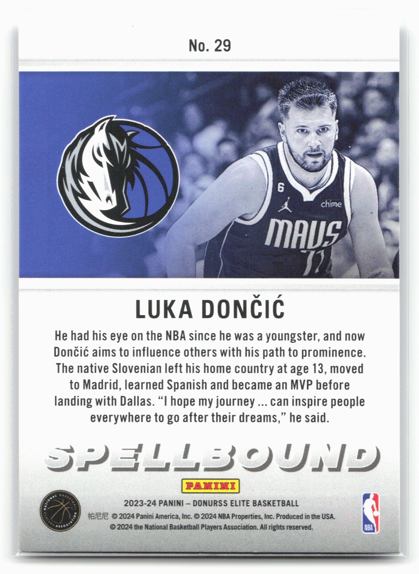 2023-24 Donruss Elite #29 Luka Doncic Spellbound 24751