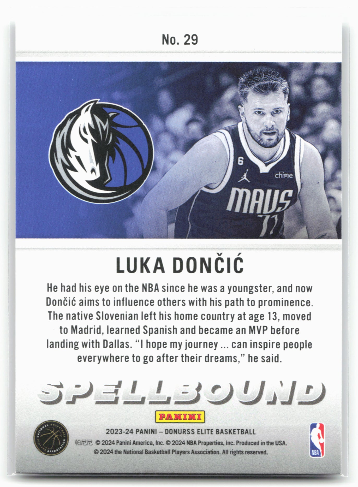 2023-24 Donruss Elite #29 Luka Doncic Spellbound 24752