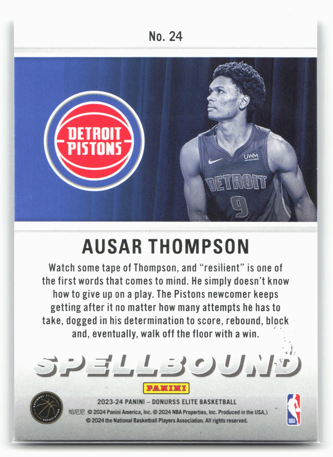 2023-24 Donruss Elite #24 Ausar Thompson Spellbound 24753