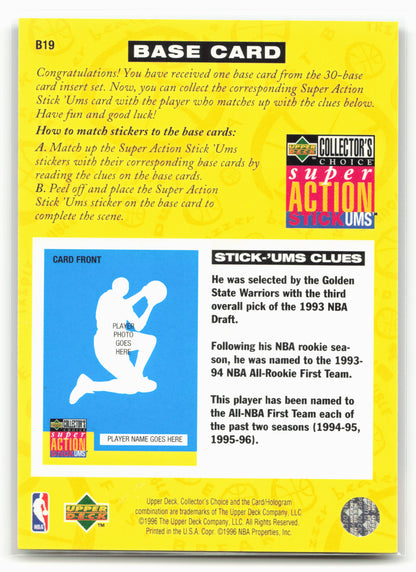 1996-97 Collector's Choice #B19 Anfernee Hardaway Super Action Stick 'Ums 24756