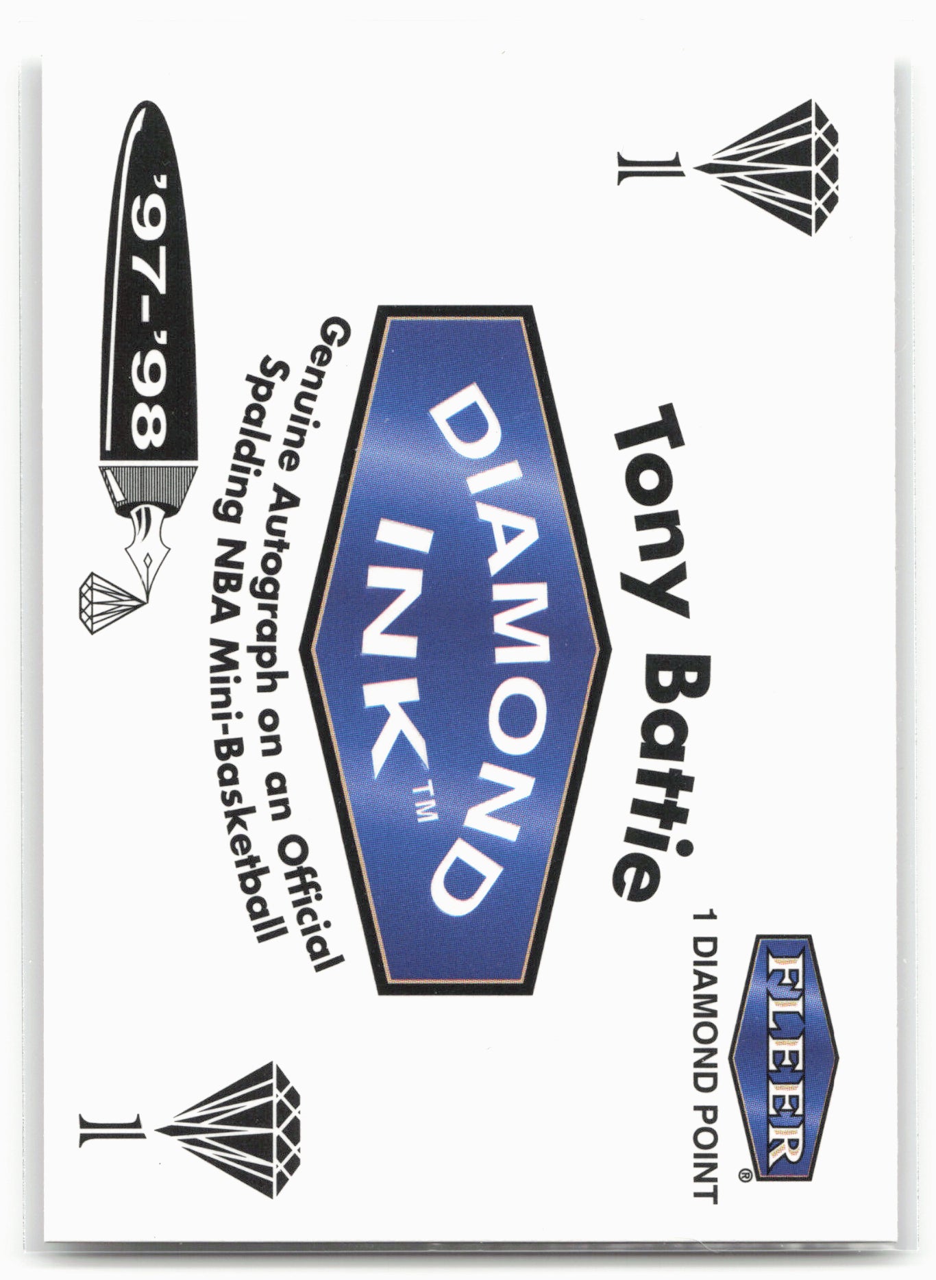 1997-98 Fleer #NNO Tony Battie Diamond Ink 1 Point