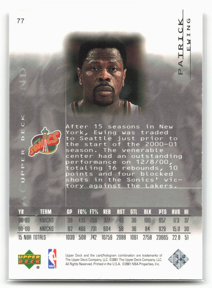 2000-01 Upper Deck Black Diamond #77 Patrick Ewing 24760
