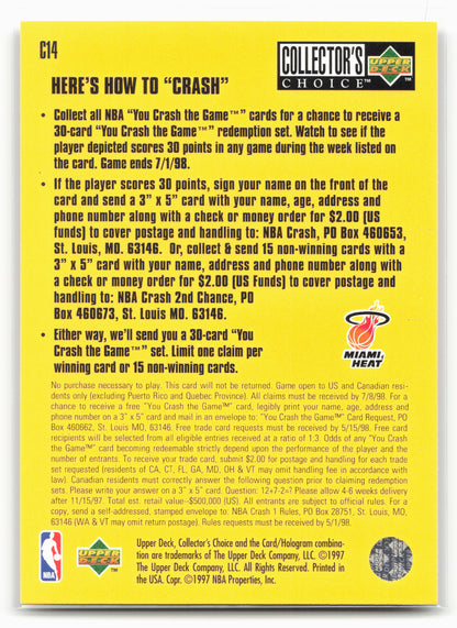 1997-98 Collector's Choice #C14b Tim Hardaway You Crash the Game Scoring