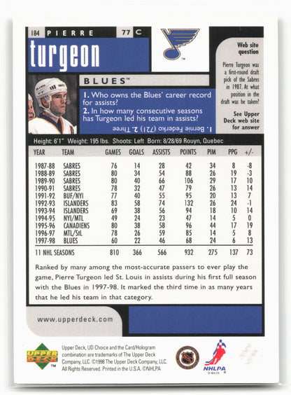 1998-99 UD Choice #184 Pierre Turgeon