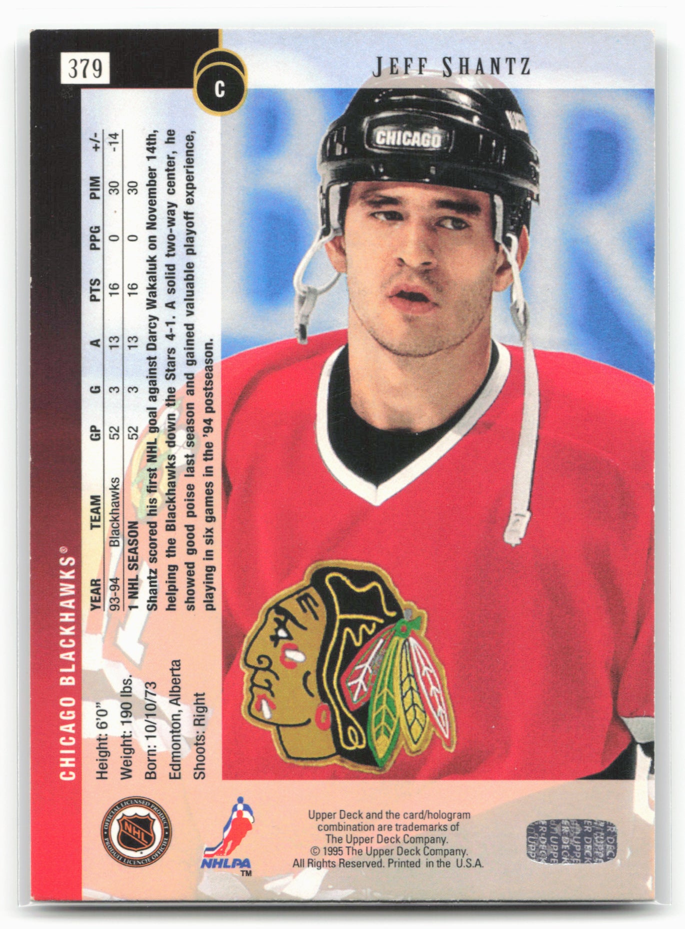 1994-95 Upper Deck #379 Jeff Shantz Electric Ice