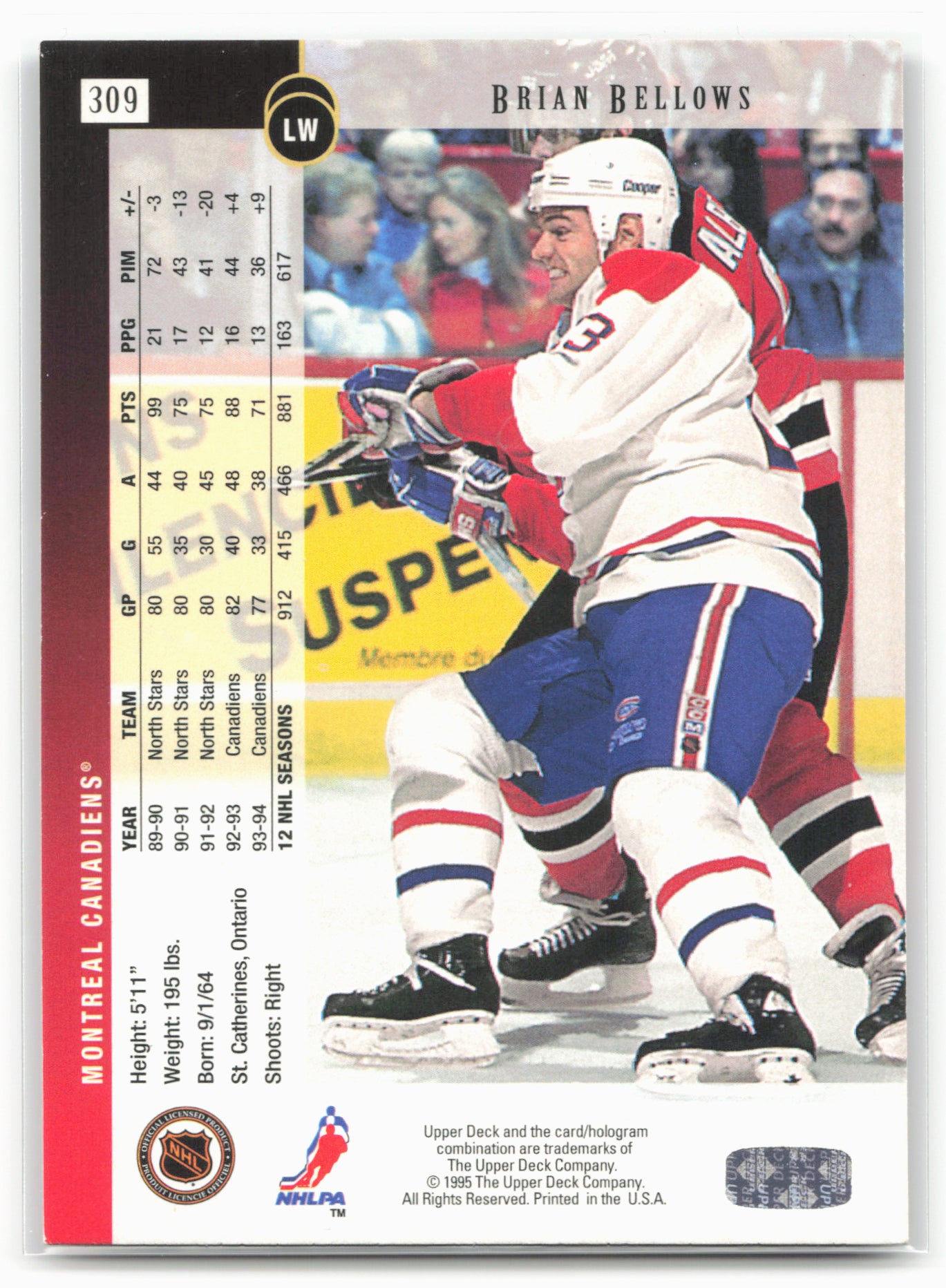 1994-95 Upper Deck #309 Brian Bellows