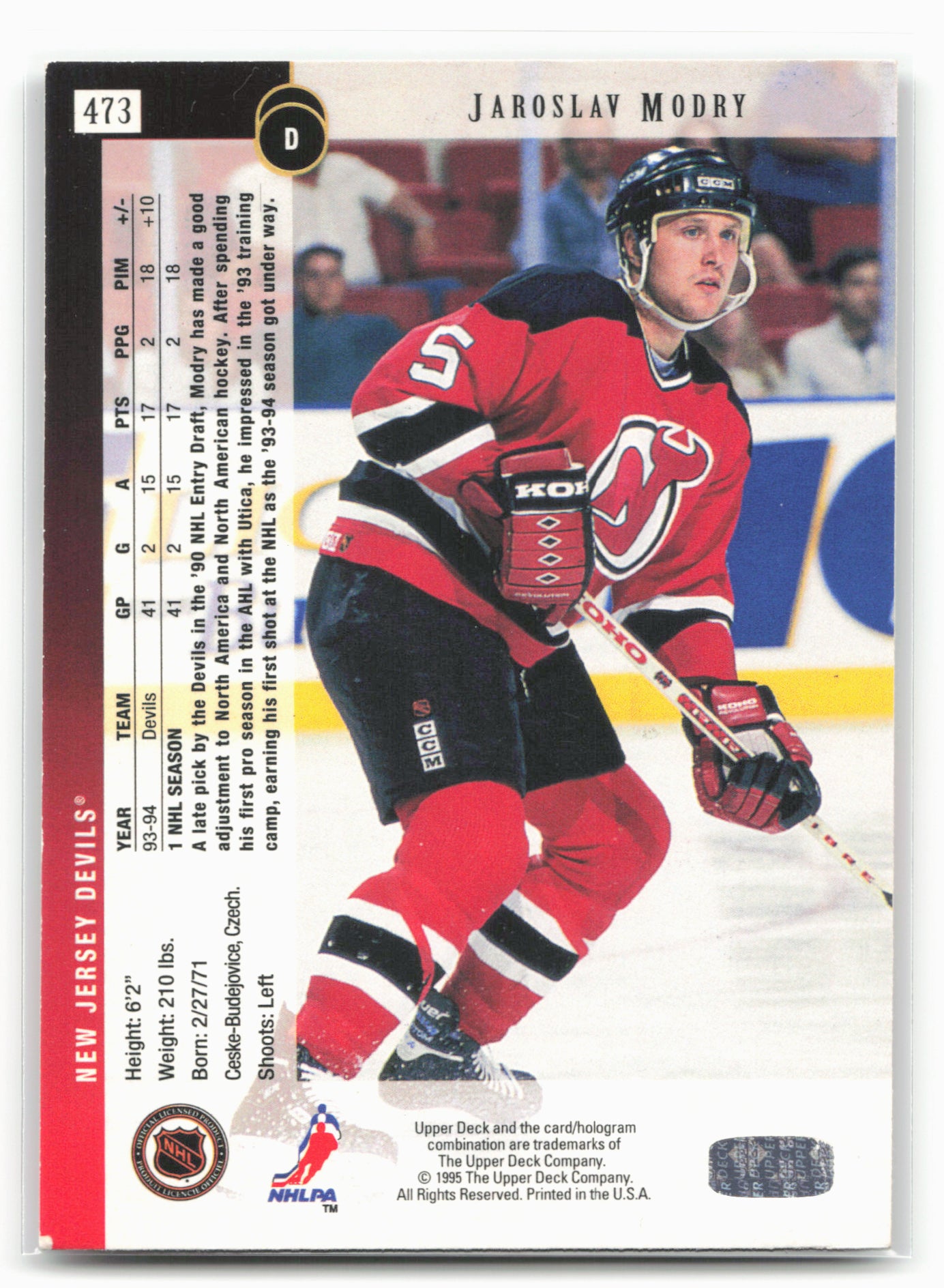 1994-95 Upper Deck #473 Jaroslav Modry