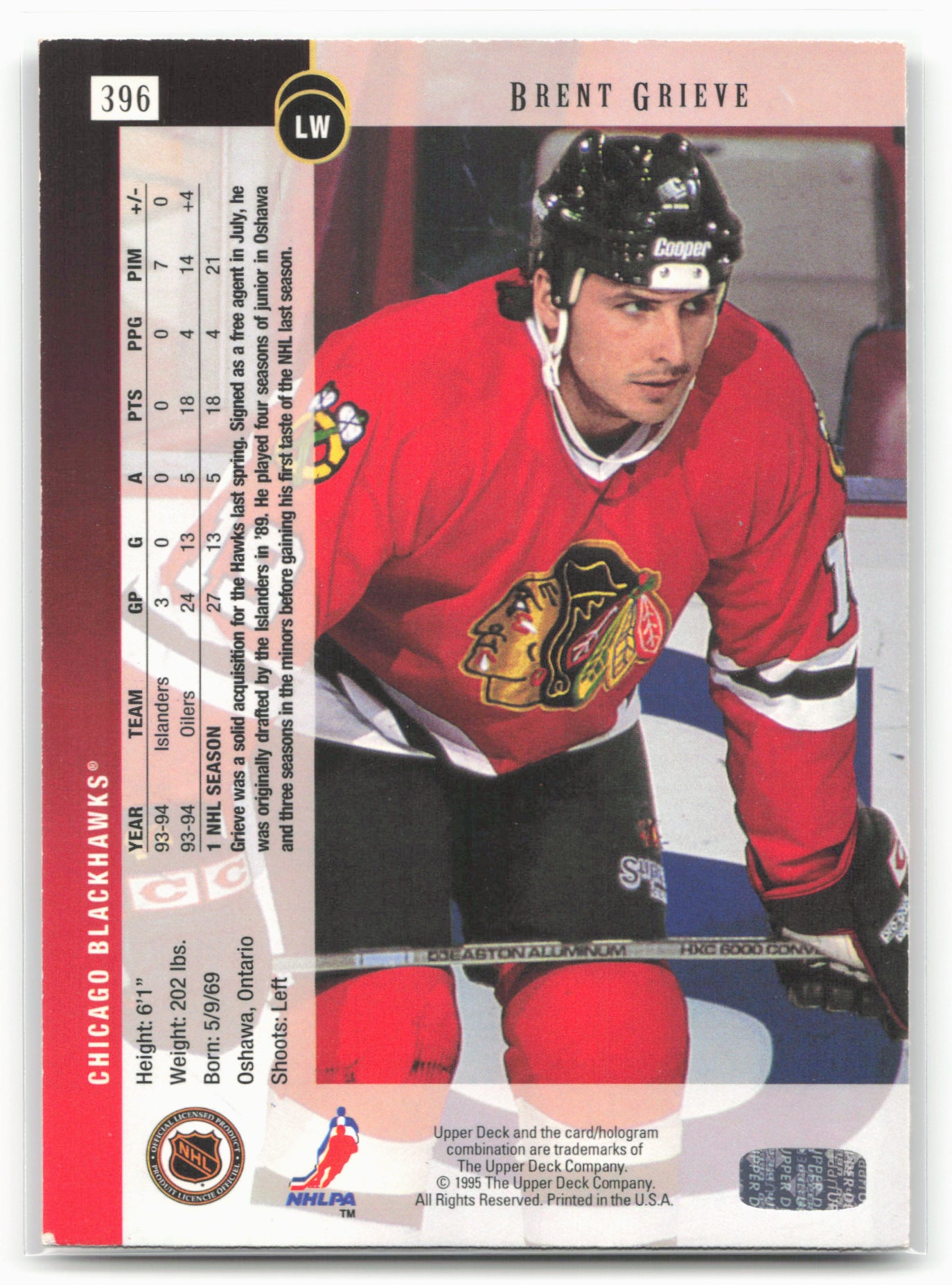 1994-95 Upper Deck #396 Brent Grieve