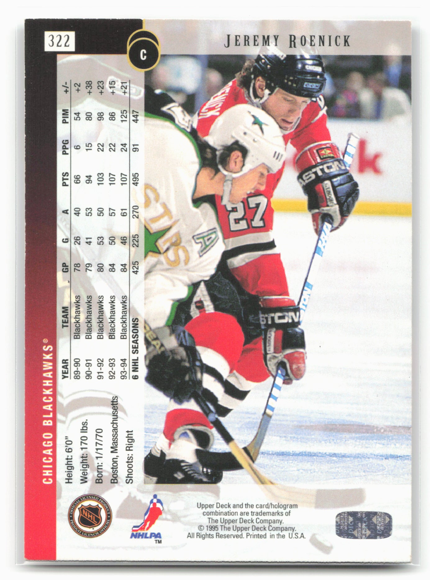 1994-95 Upper Deck #322 Jeremy Roenick