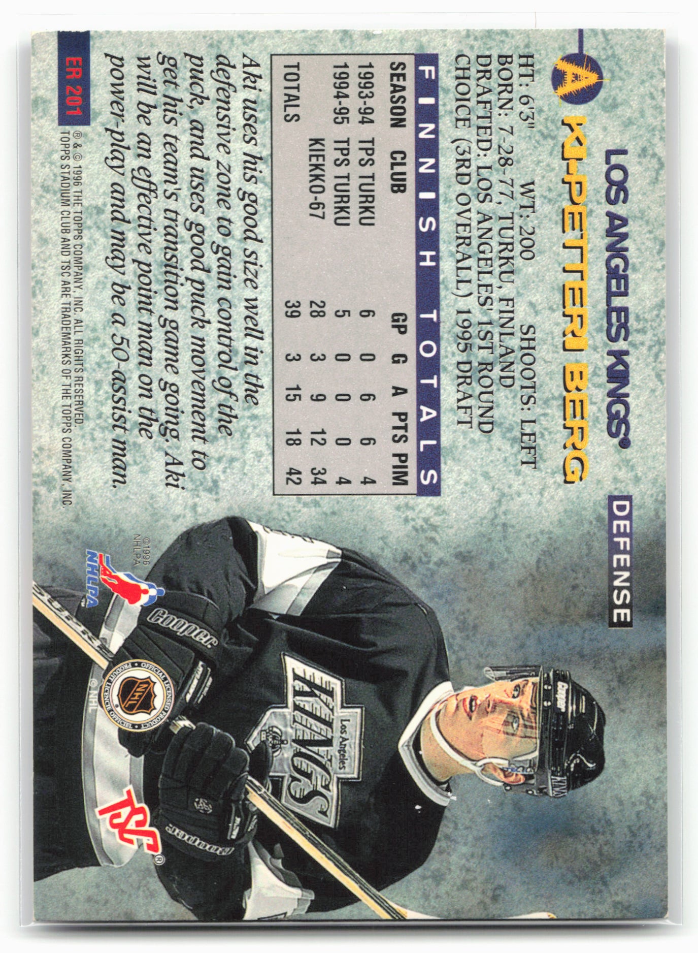 1995-96 Stadium Club #ER201 Aki-Petteri Berg