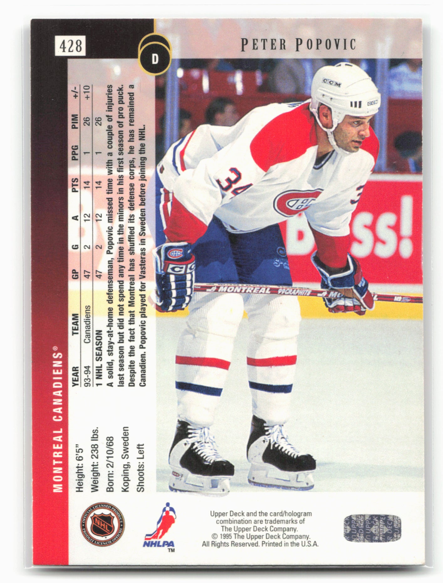 1994-95 Upper Deck #428 Peter Popovic Electric Ice