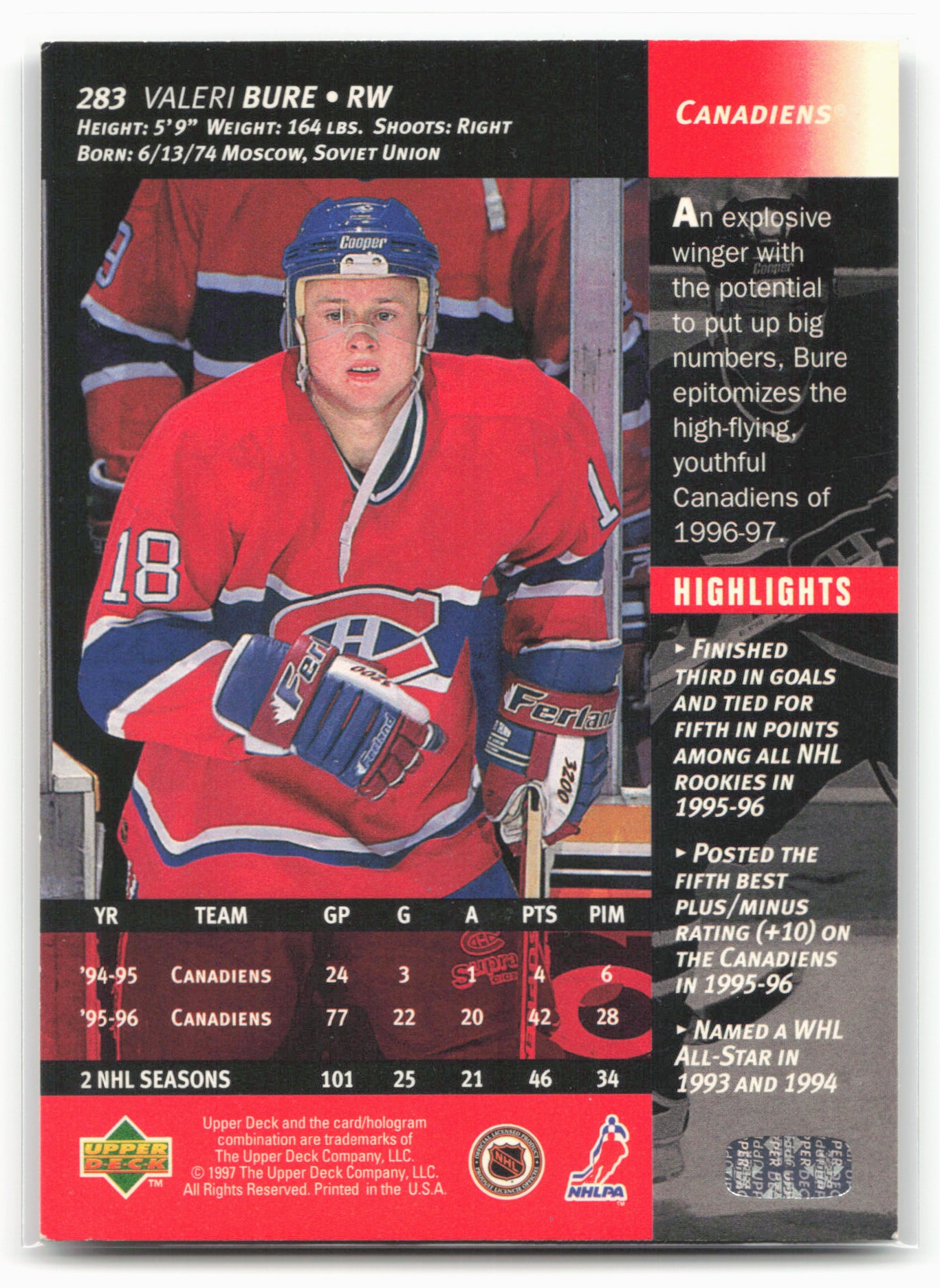 1996-97 Upper Deck #283 Valeri Bure