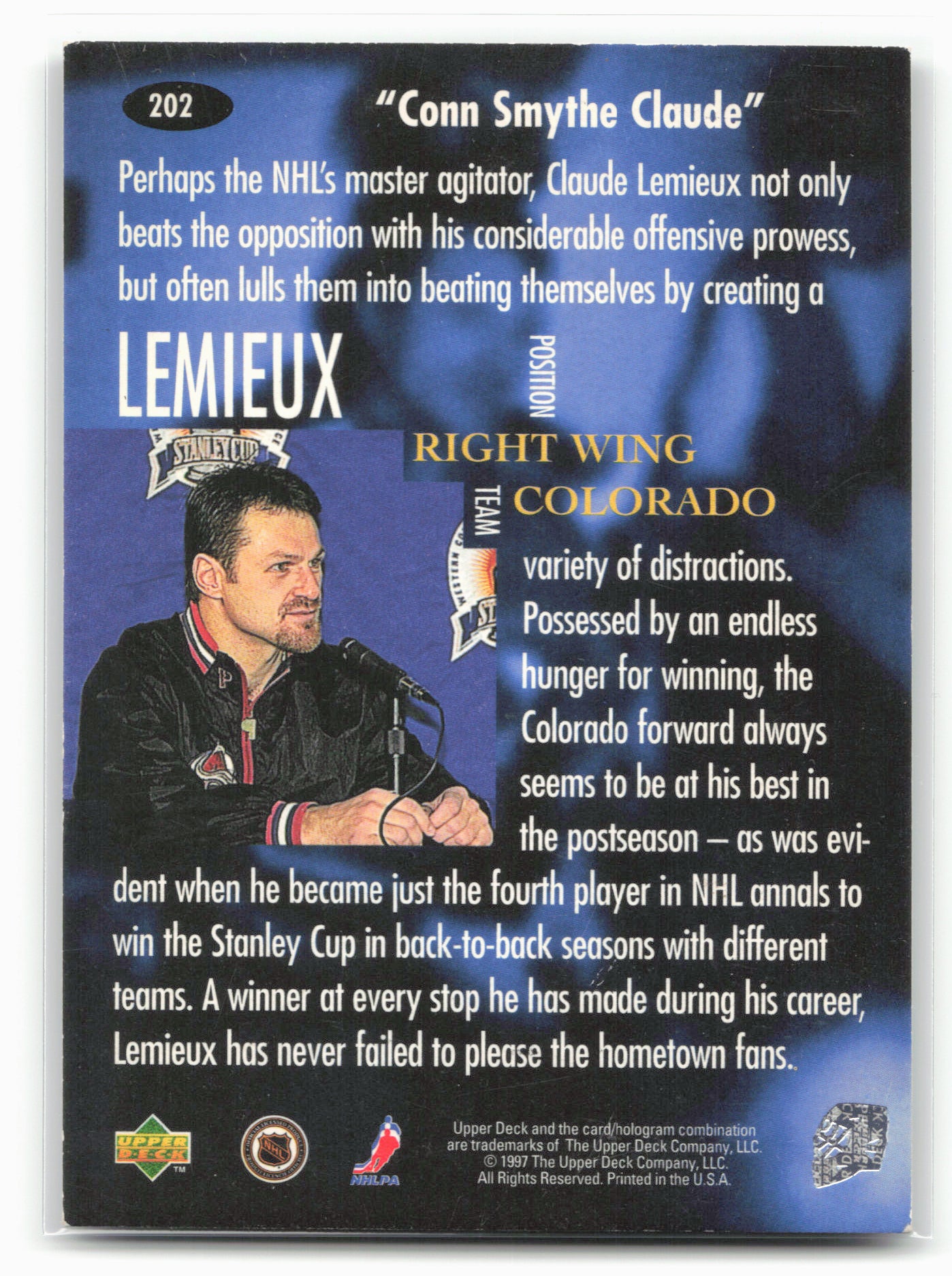 1997-98 Upper Deck #202 Claude Lemieux