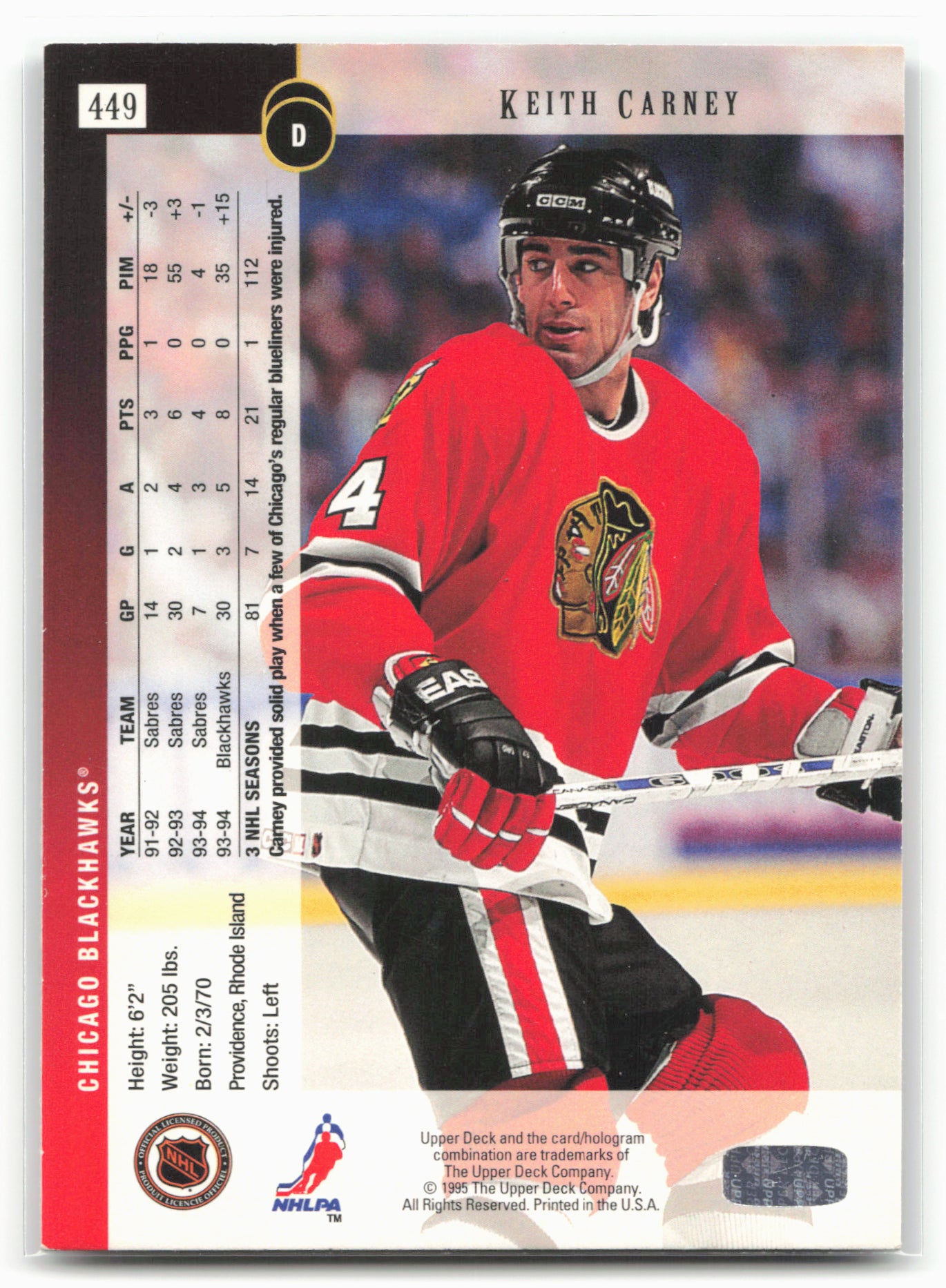 1994-95 Upper Deck #449 Keith Carney