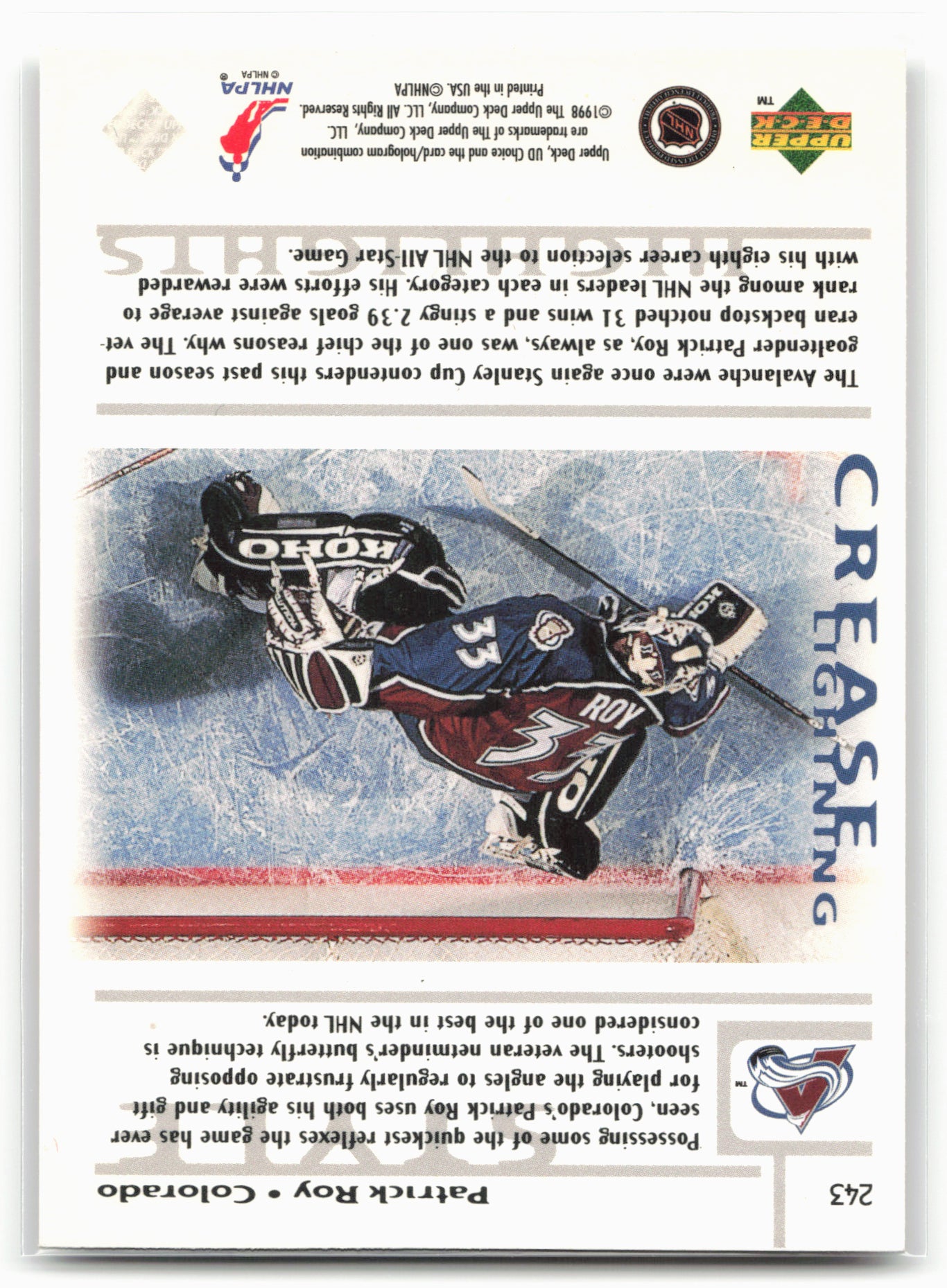 1998-99 UD Choice #243 Patrick Roy