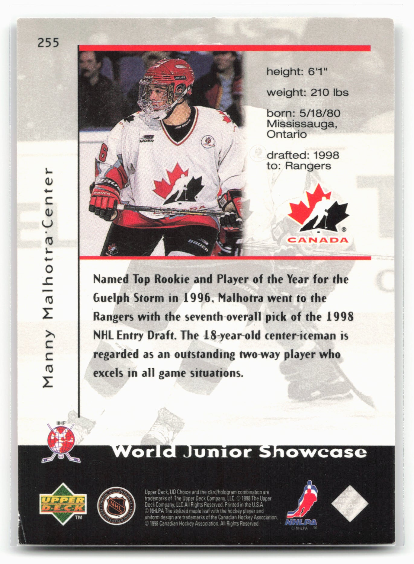 1998-99 UD Choice #255 Manny Malhotra