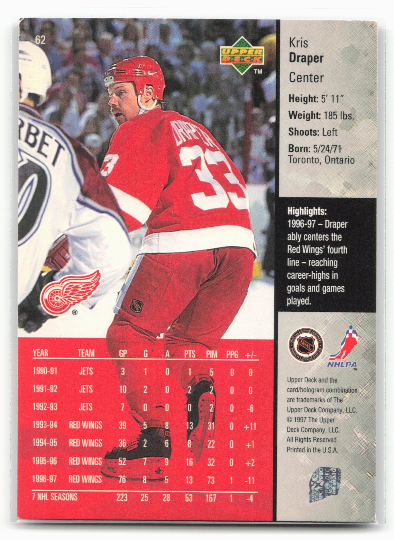 1997-98 Upper Deck #62 Kris Draper