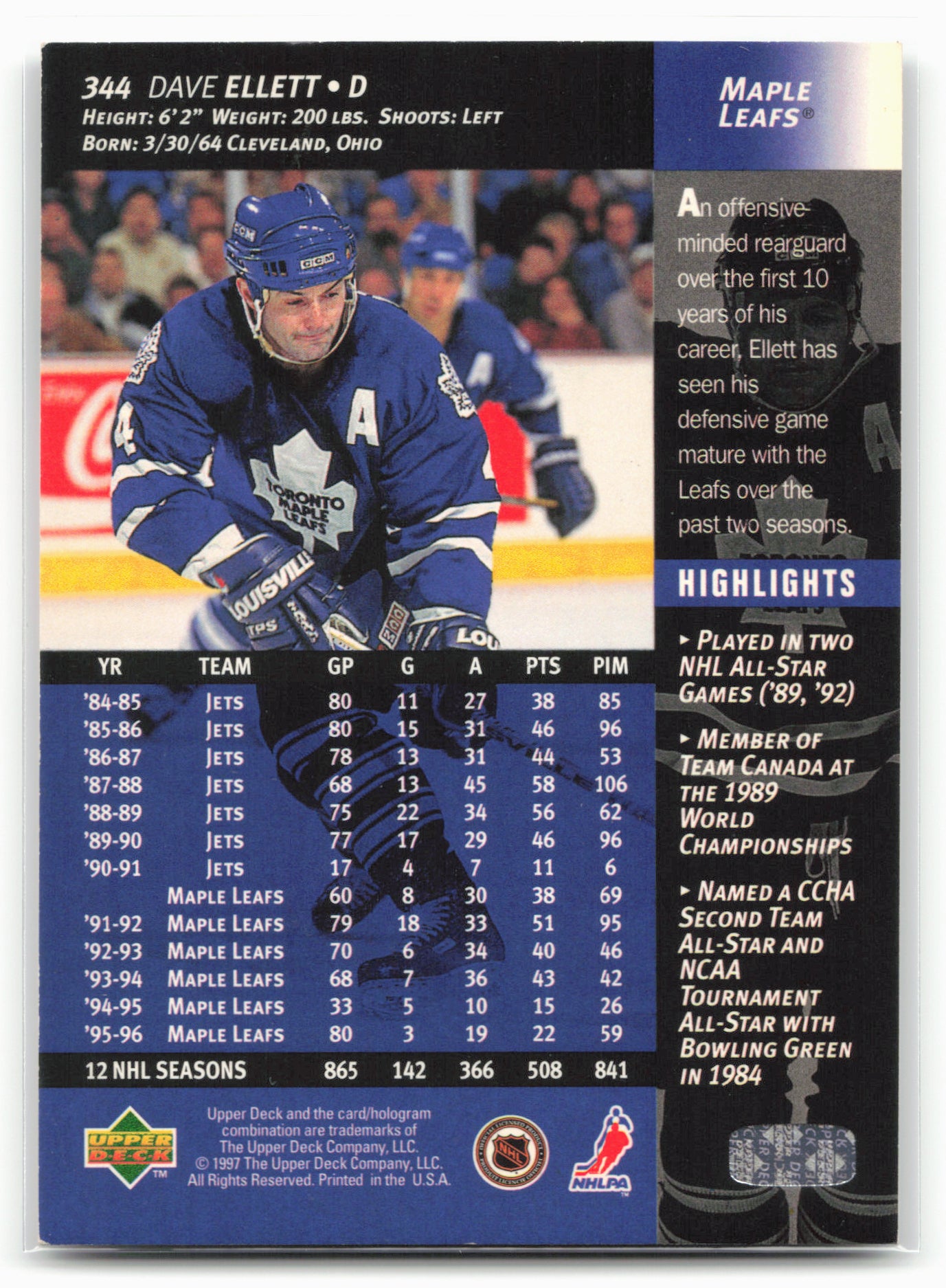 1996-97 Upper Deck #344 Dave Ellett