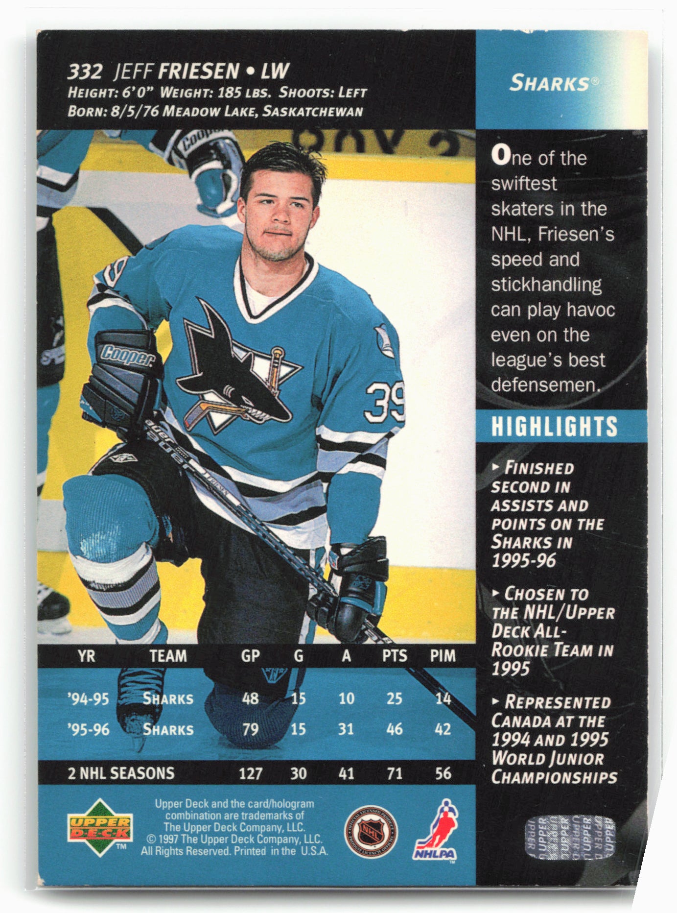 1996-97 Upper Deck #332 Jeff Friesen