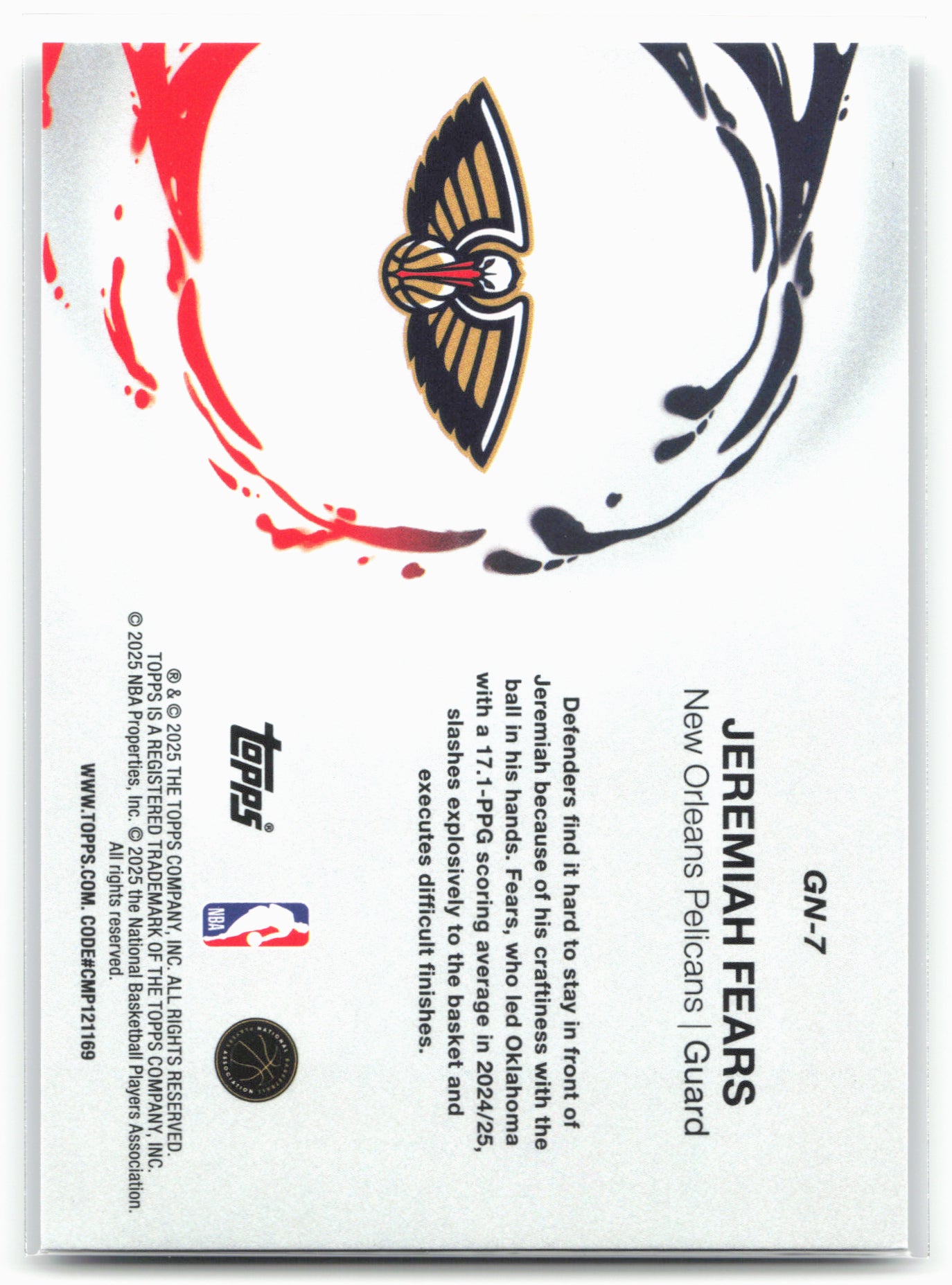 2025-26 Topps #GN-7 Jeremiah Fears Generation Now 24998