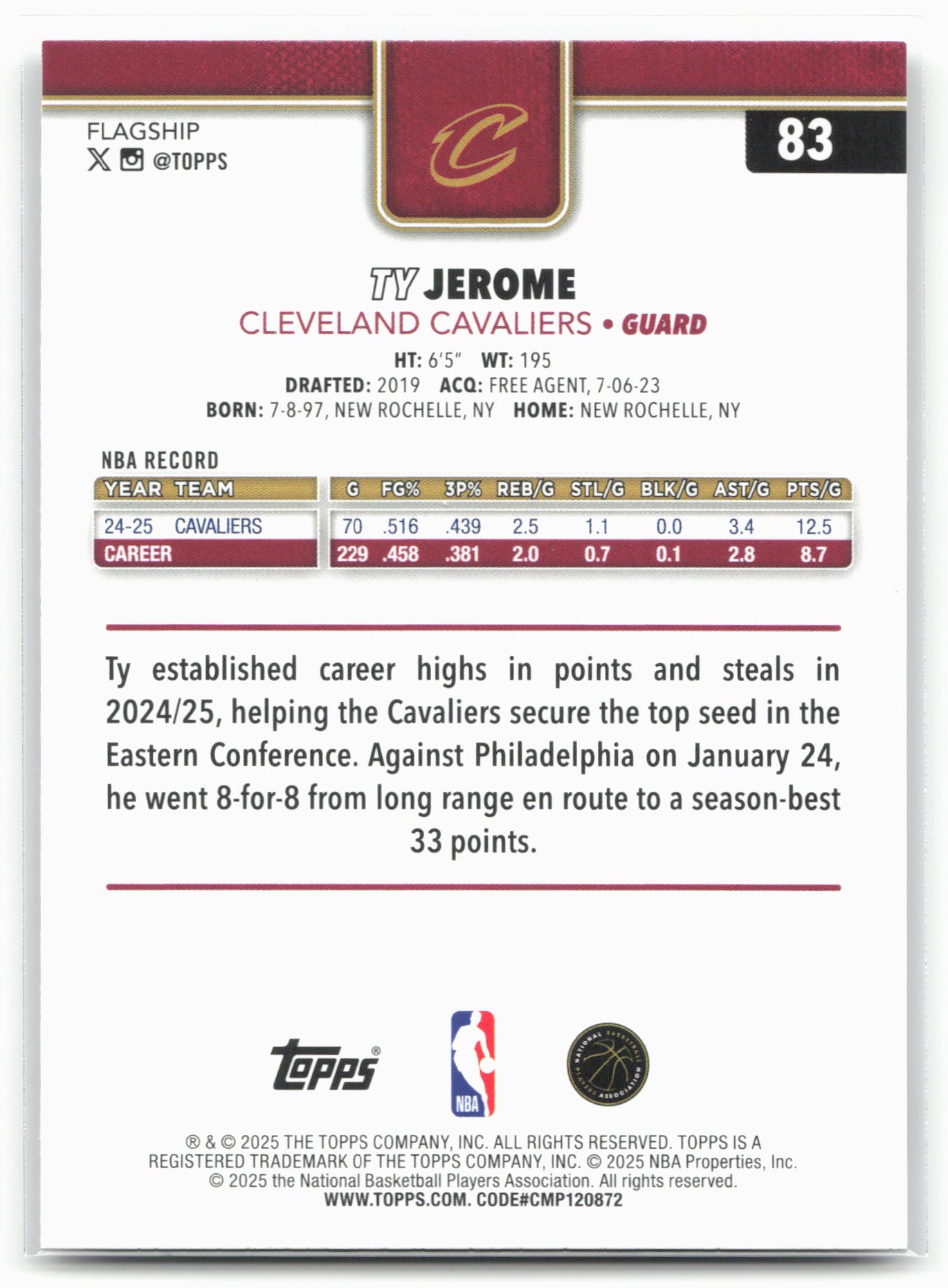 2025-26 Topps #83 Ty Jerome Crackleboard 25005