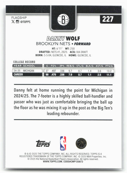 2025-26 Topps #227 Danny Wolf Crackleboard 25011
