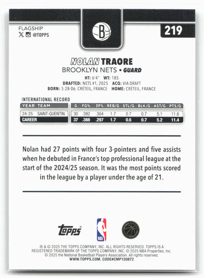 2025-26 Topps #219 Nolan Traore Crackleboard 25014
