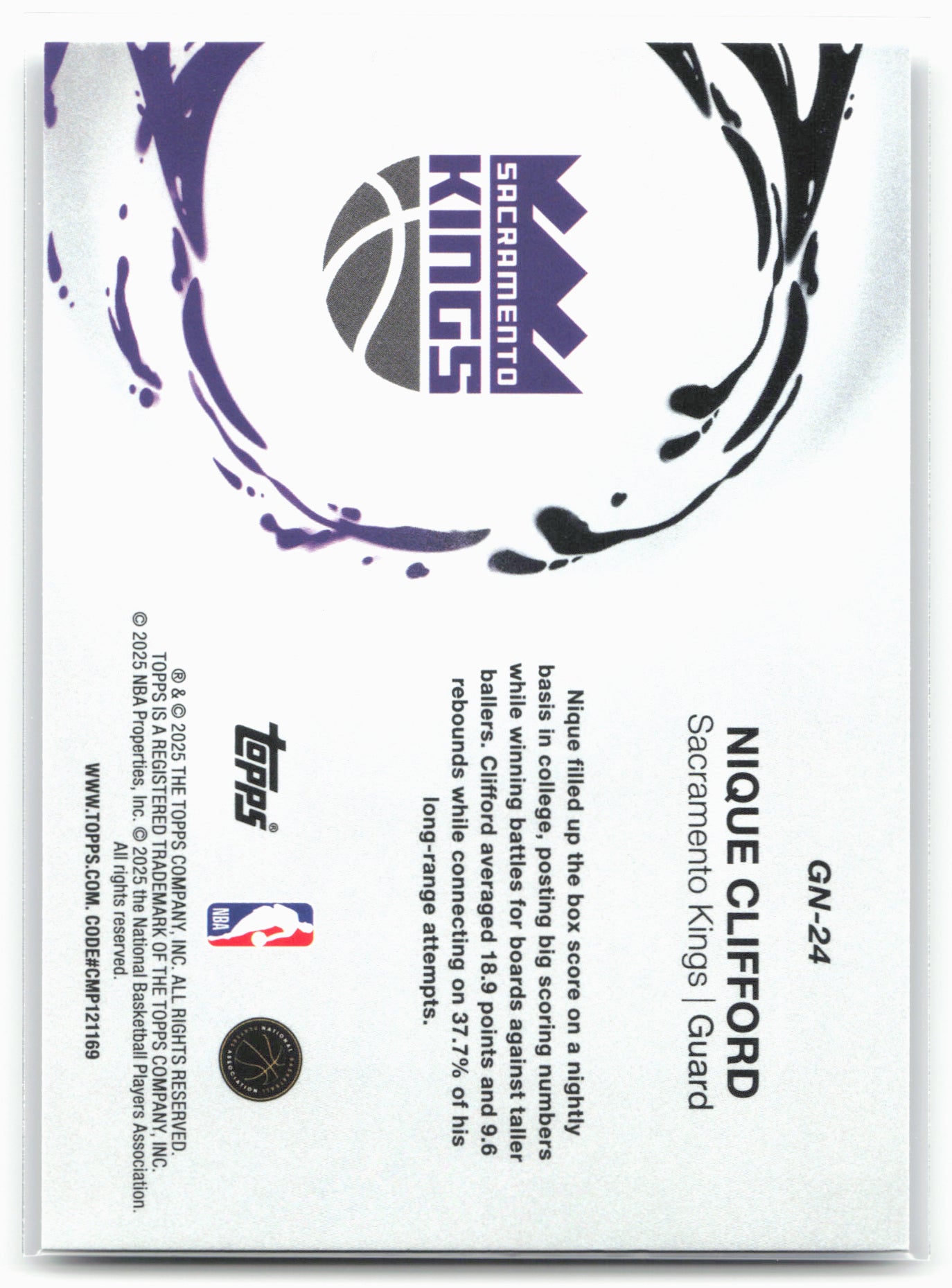 2025-26 Topps #GN-24 Nique Clifford Generation Now 25015