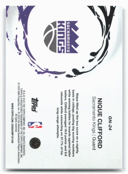 2025-26 Topps #GN-24 Nique Clifford Generation Now 25015
