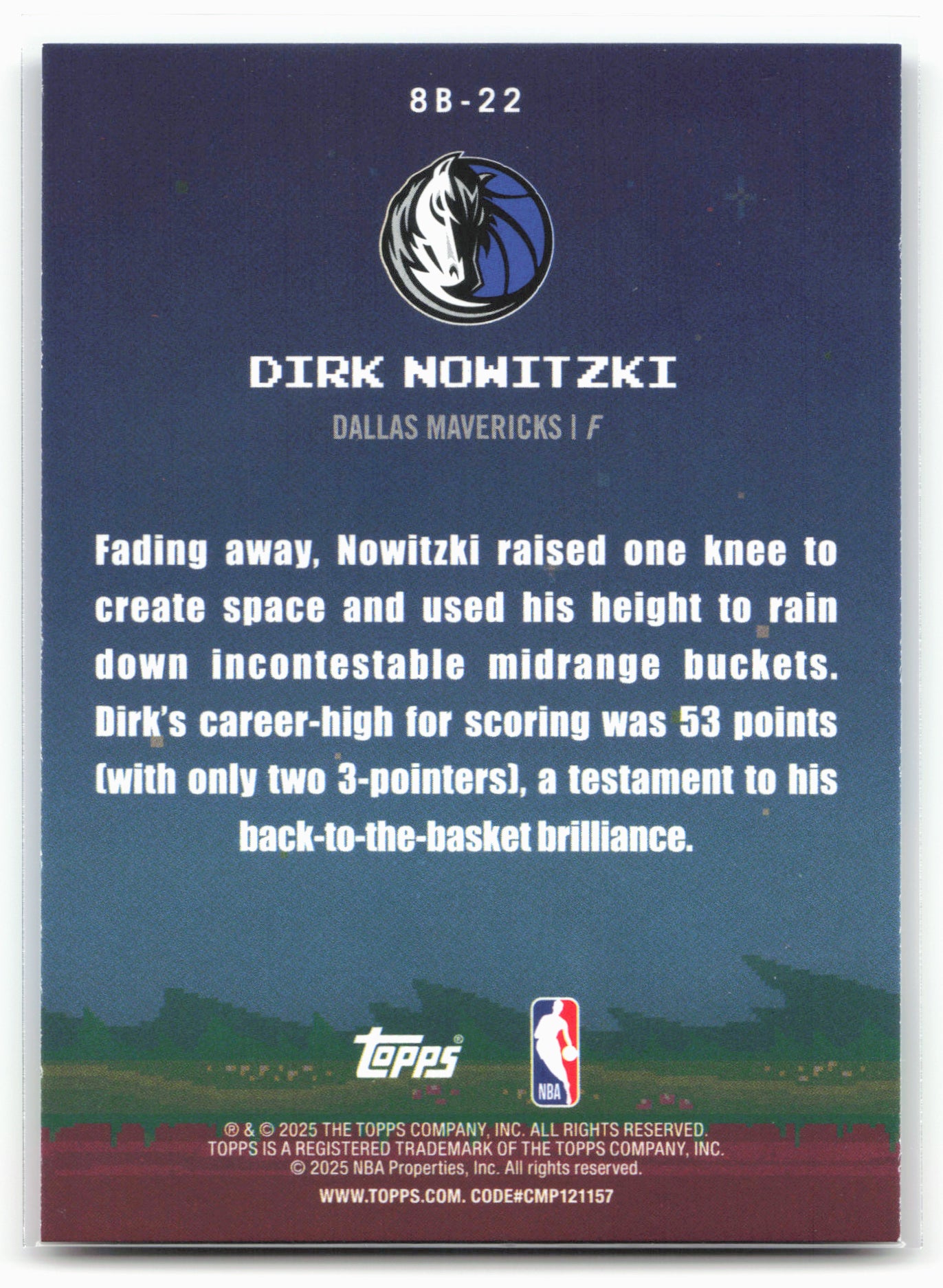 2025-26 Topps #8B-22 Dirk Nowitzki 8-Bit Ballers 25022
