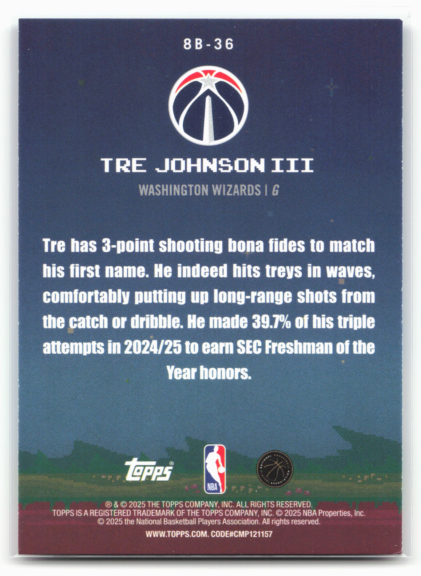 2025-26 Topps #8B-36 Tre Johnson III 8-Bit Ballers 25026
