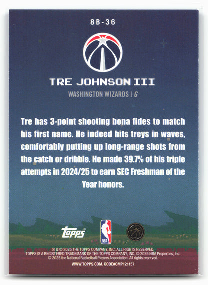 2025-26 Topps #8B-36 Tre Johnson III 8-Bit Ballers 25026