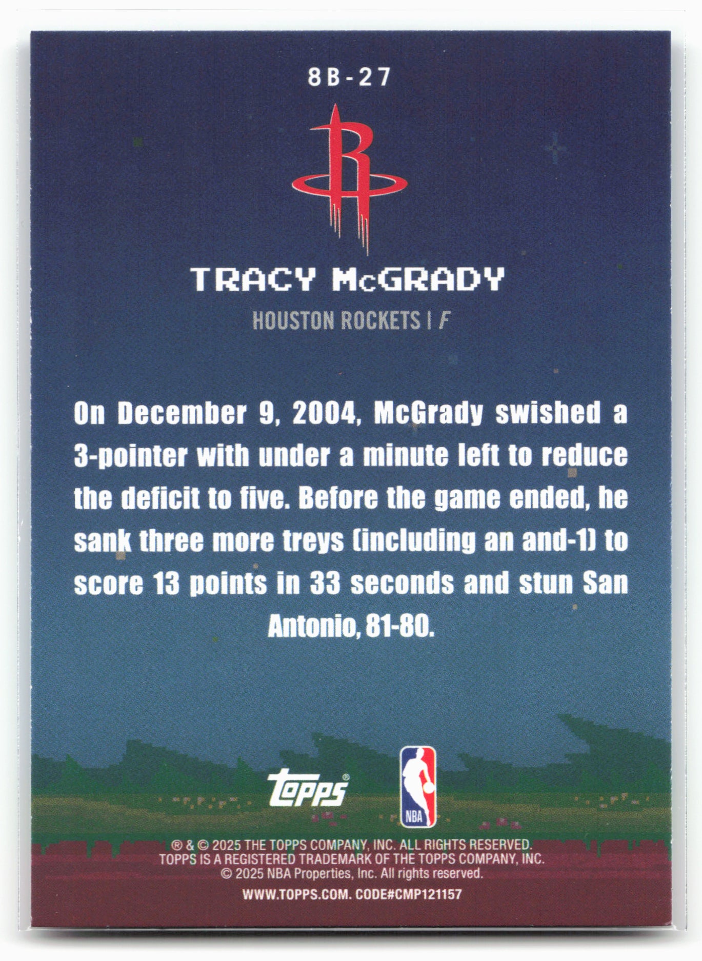 2025-26 Topps #8B-27 Tracy McGrady 8-Bit Ballers 25030