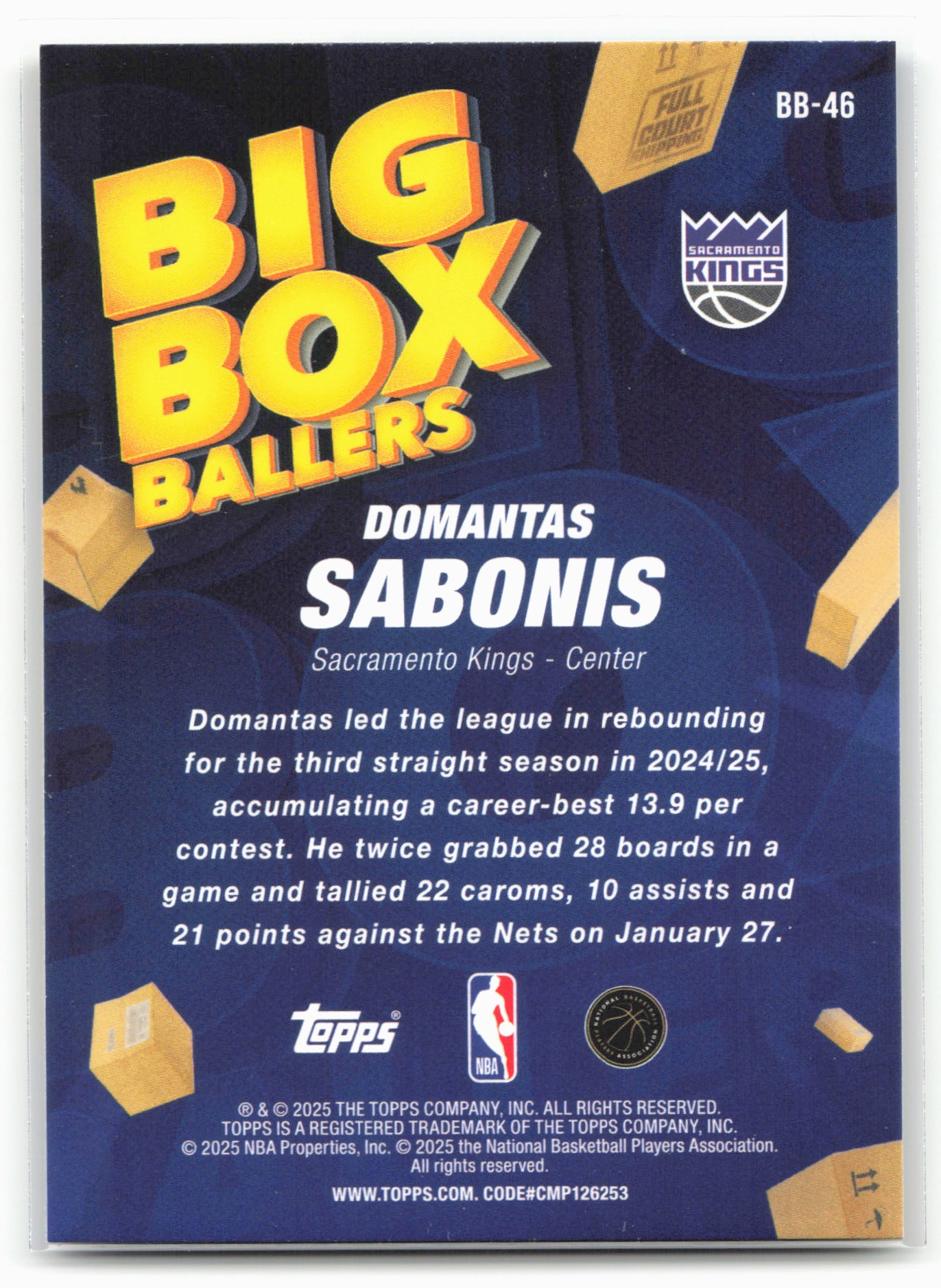 2025-26 Topps #BB-46 Domantas Sabonis Big Box Ballers 25036