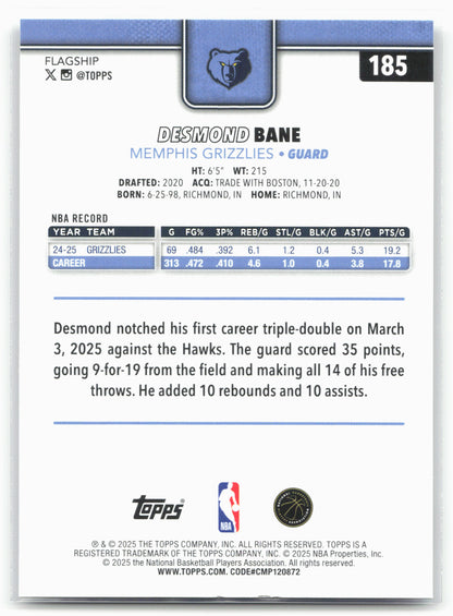 2025-26 Topps #185 Desmond Bane Rainbow Foilboard 25037