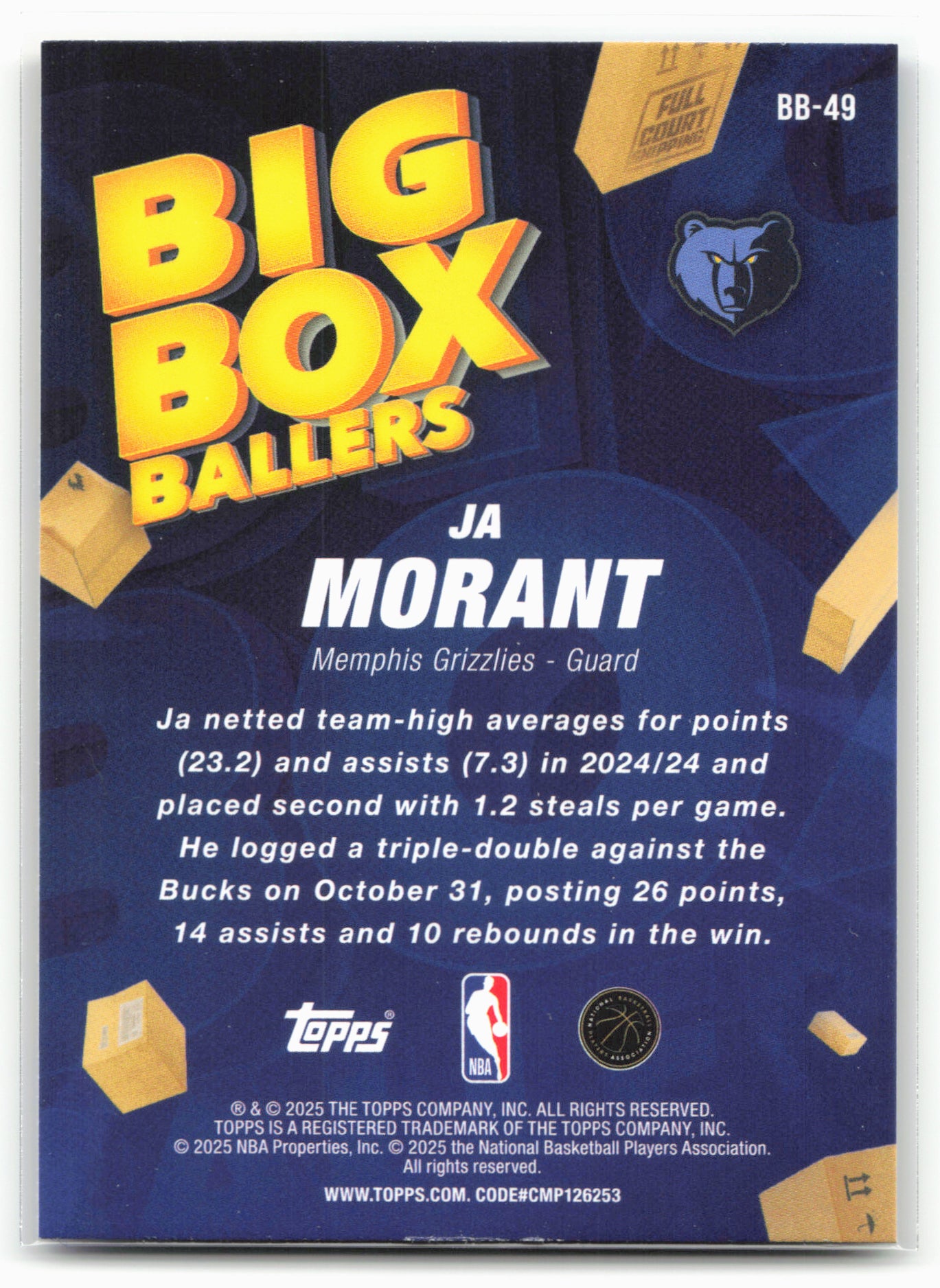 2025-26 Topps #BB-49 Ja Morant Big Box Ballers 25042