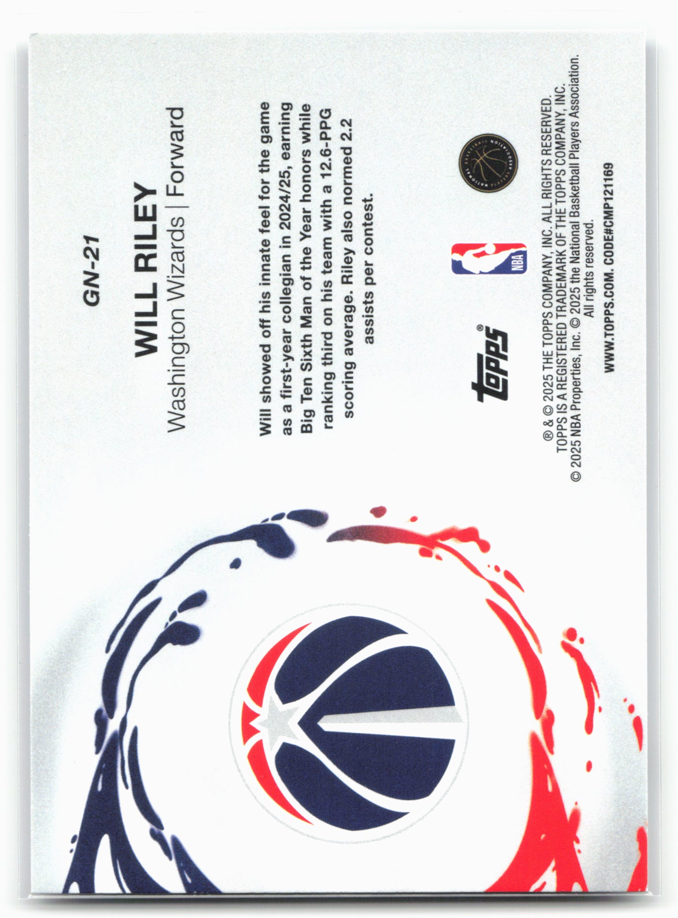 2025-26 Topps #GN-21 Will Riley Generation Now 25053