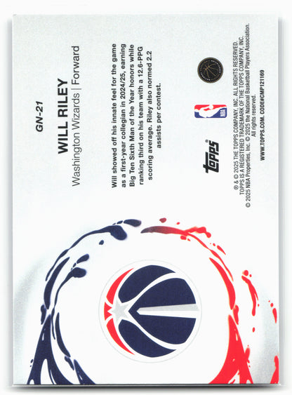2025-26 Topps #GN-21 Will Riley Generation Now 25053