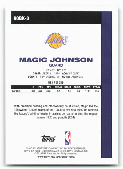 2025-26 Topps #80BK-3 Magic Johnson 1980-81 Topps Basketball 25057