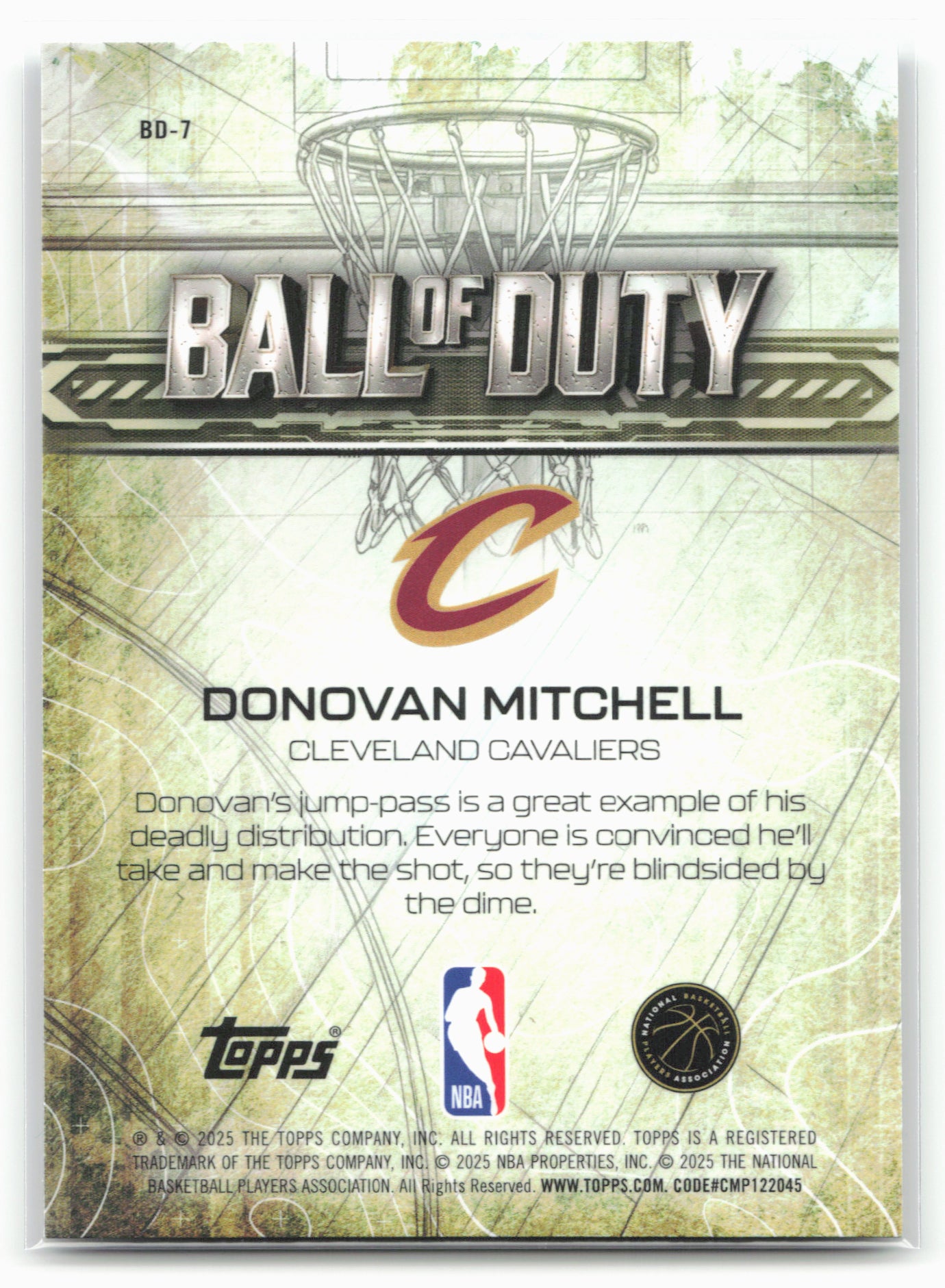 2025-26 Topps Chrome #BD-7 Donovan Mitchell Ball of Duty