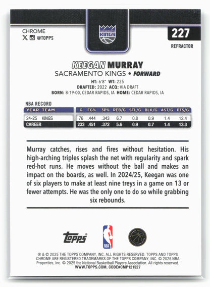 2025-26 Topps Chrome #227 Keegan Murray Refractors