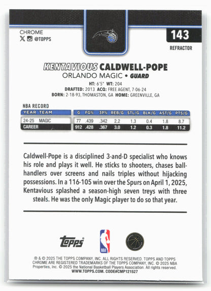 2025-26 Topps Chrome #143 Kentavious Caldwell-Pope Refractors
