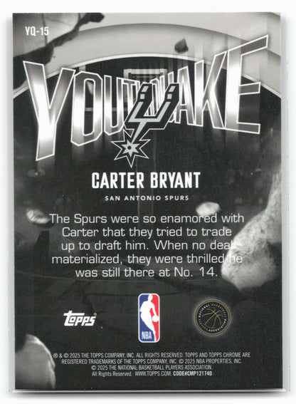 2025-26 Topps Chrome #YQ-15 Carter Bryant YOUTHQUAKE