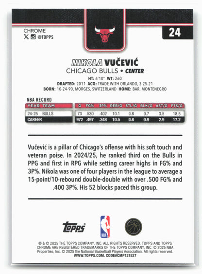 2025-26 Topps Chrome #24 Nikola Vučević