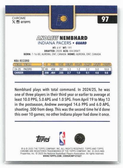 2025-26 Topps Chrome #97 Andrew Nembhard