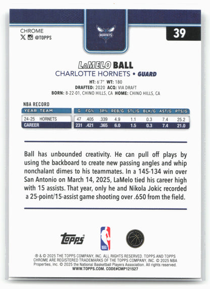 2025-26 Topps Chrome #39 LaMelo Ball