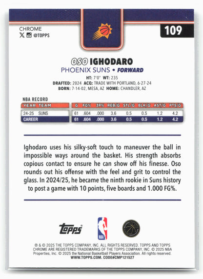2025-26 Topps Chrome #109 Oso Ighodaro