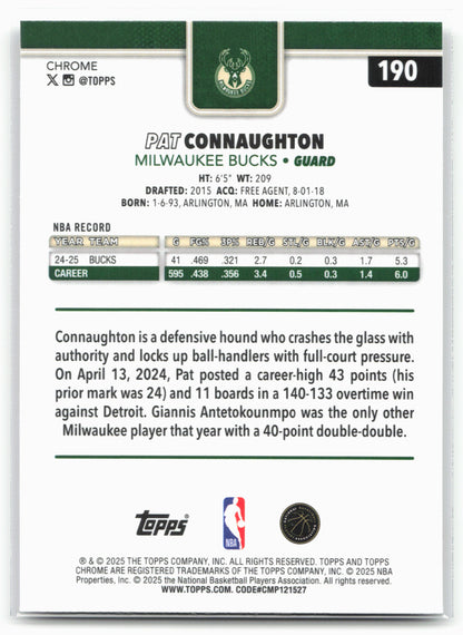 2025-26 Topps Chrome #190 Pat Connaughton