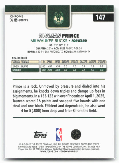 2025-26 Topps Chrome #147 Taurean Prince